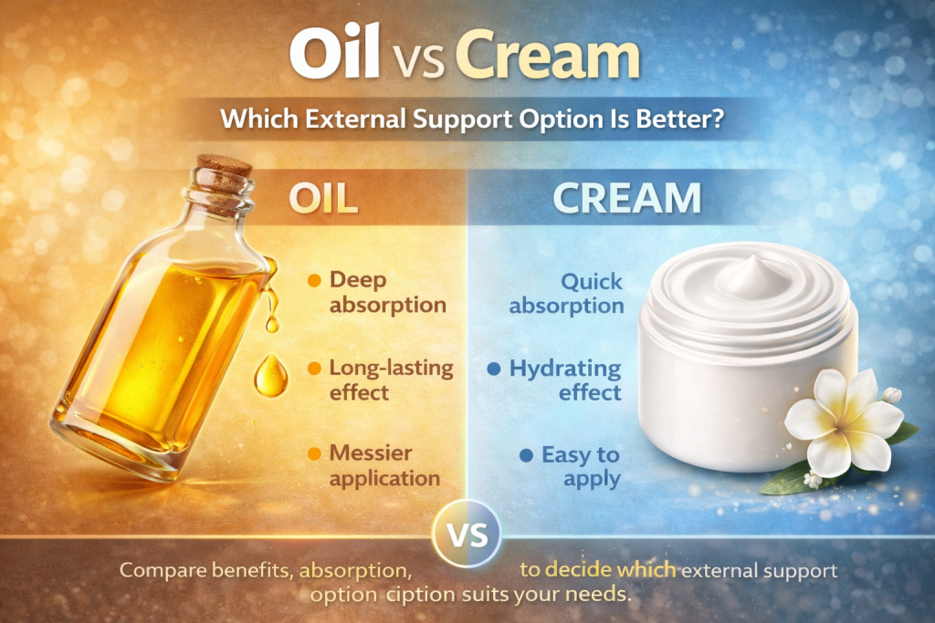 Oil vs Cream: external support