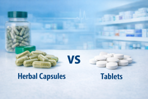 Comparison of herbal capsules and tablets used in supplements in the UAE market.