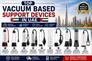 Image ALT Text: Top vacuum based support devices in UAE featuring advanced men enhancement pumps and Dubai skyline